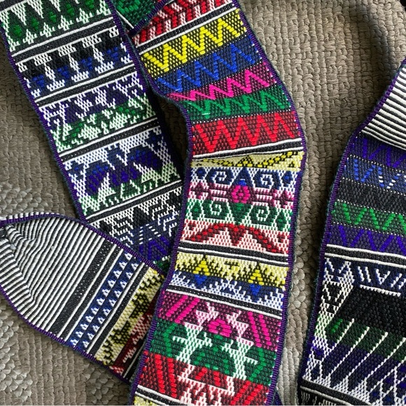 Vintage Woven Sash Dance Belt Wide With Fringe Tie Bright Colors Boho Festival
